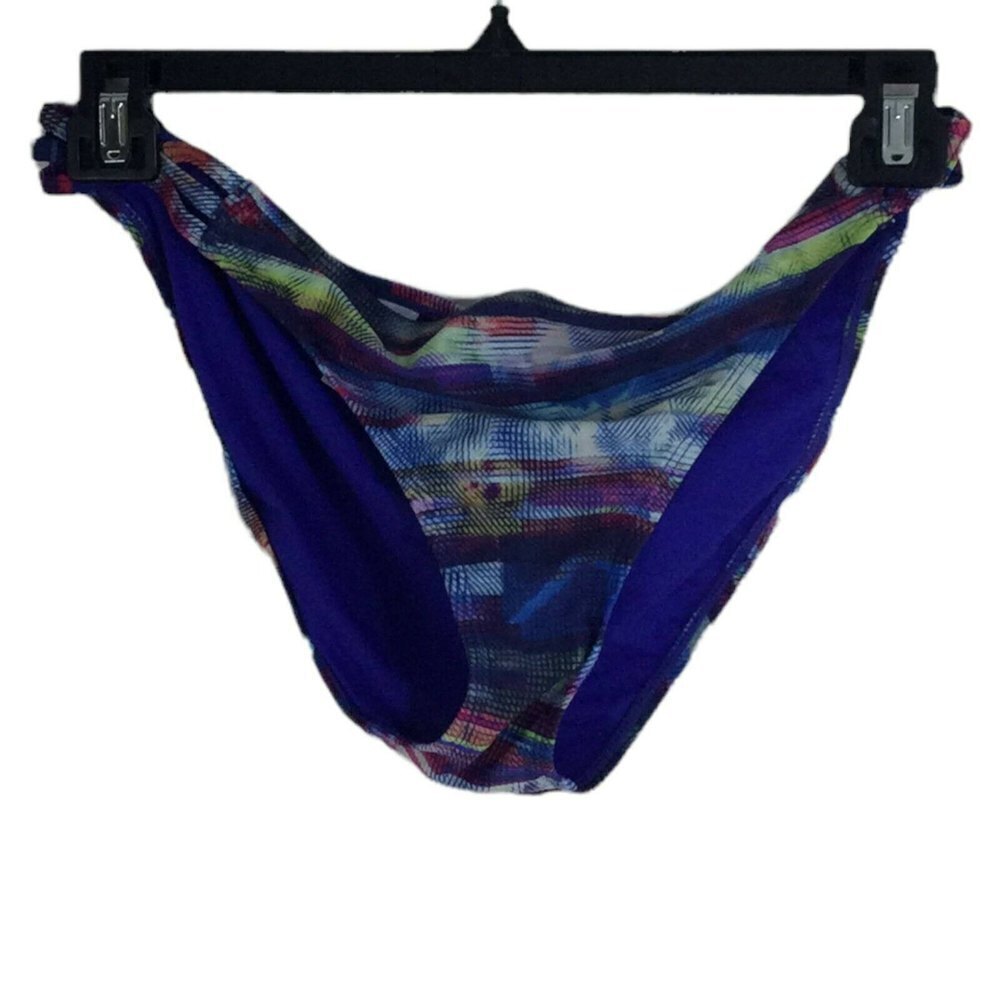 Athleta Aqualuxe Blue Print Strappy Bikini Swim Bottom Swimwear Womens Size XL